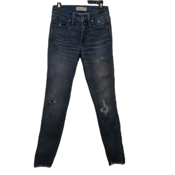 Madewell Medium Wash 9" High Rise skinny distressed jeans - Picture 1 of 9